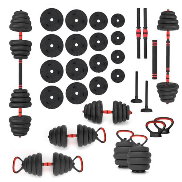 6-i-1 Trningsst 30 kg (Hndvgte, Vgtstang &amp; Kettlebell)