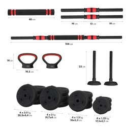 6-i-1 Trningsst 30 kg (Hndvgte, Vgtstang &amp; Kettlebell)