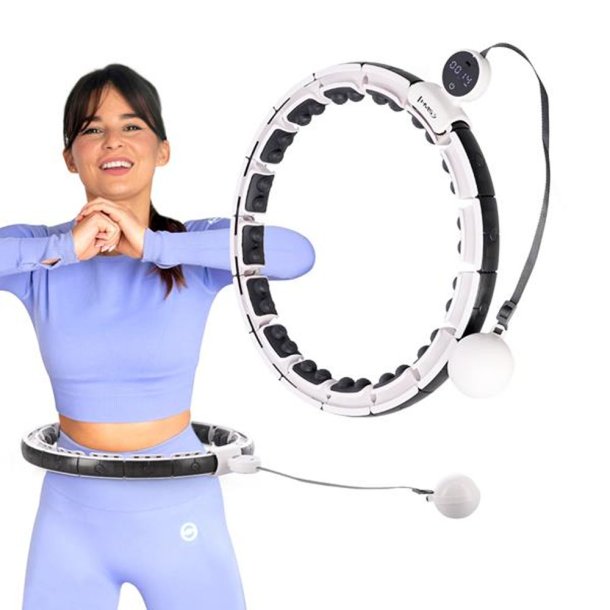 HMS Deluxe Smart Justerbar Hulahopring med Vgt (Hvid/Sort)