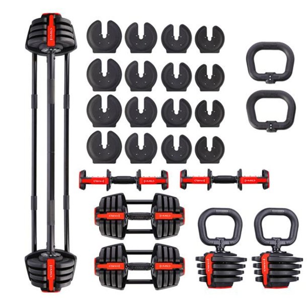 3-i-1 Trningsst 20 kg (Hndvgte, Vgtstang &amp; Kettlebell)