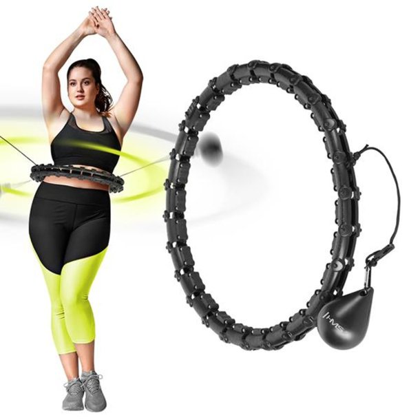 HMS Smart Justerbar Plus Size Hulahopring med Vgt (Sort)