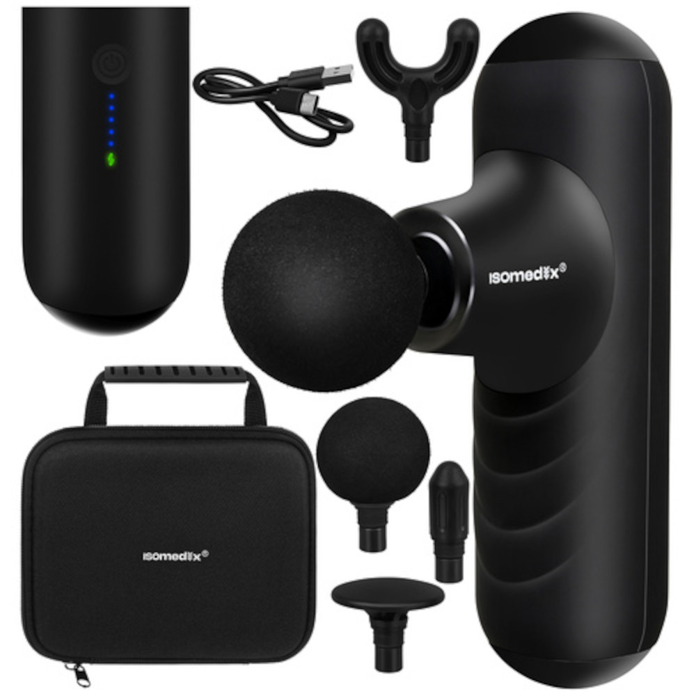 Mini Massagepistol med 4 massagehoveder - | LavprisFitness.dk